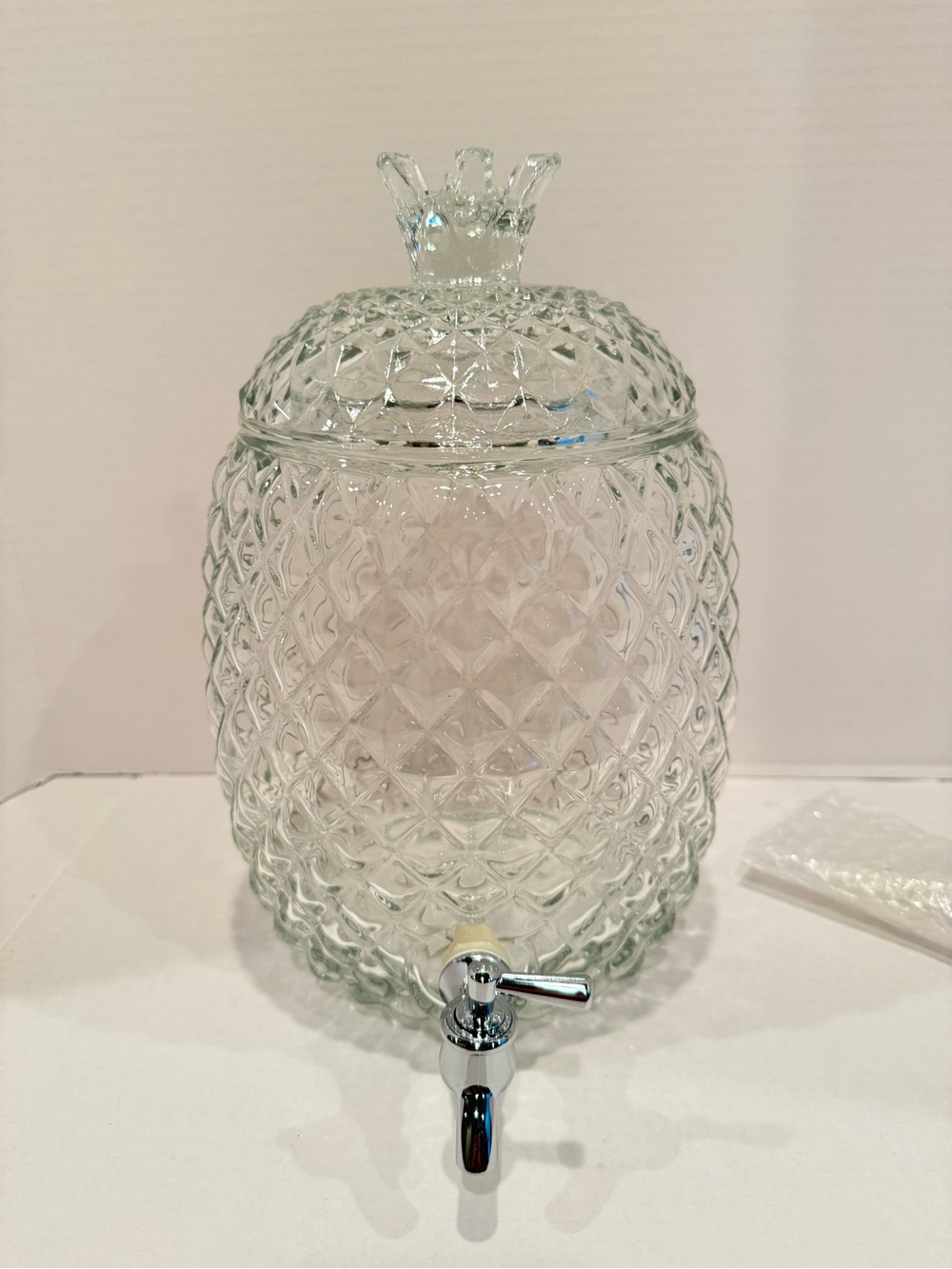 NEW World Market Glass Pineapple Embossed Beverage Dispenser with Tap-1.6G